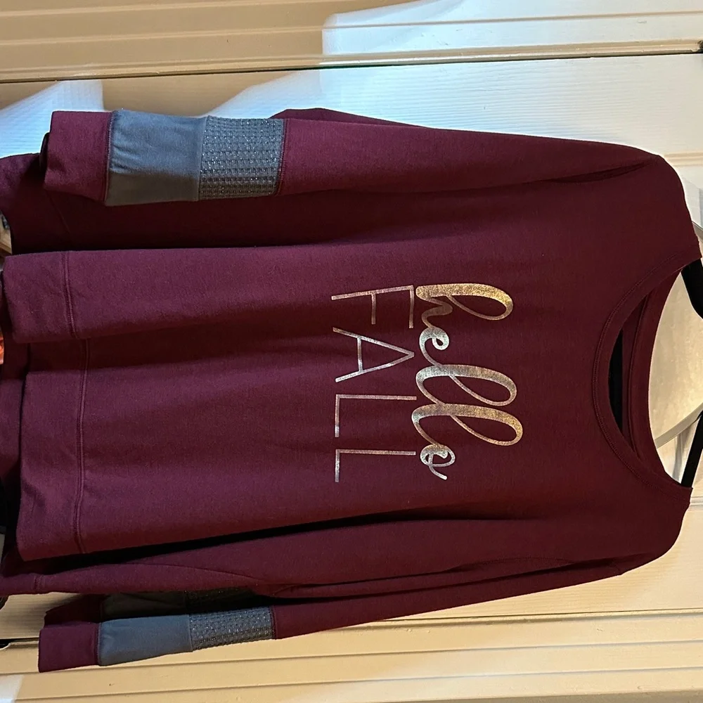 Cato Maroon and Gray 'Hello Fall' Sweatshirt - Picture 2 of 3